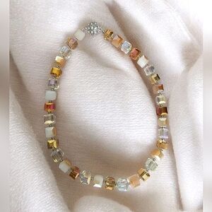 Park Lane Multicolored Glass Cube Beaded Necklace Unsigned
